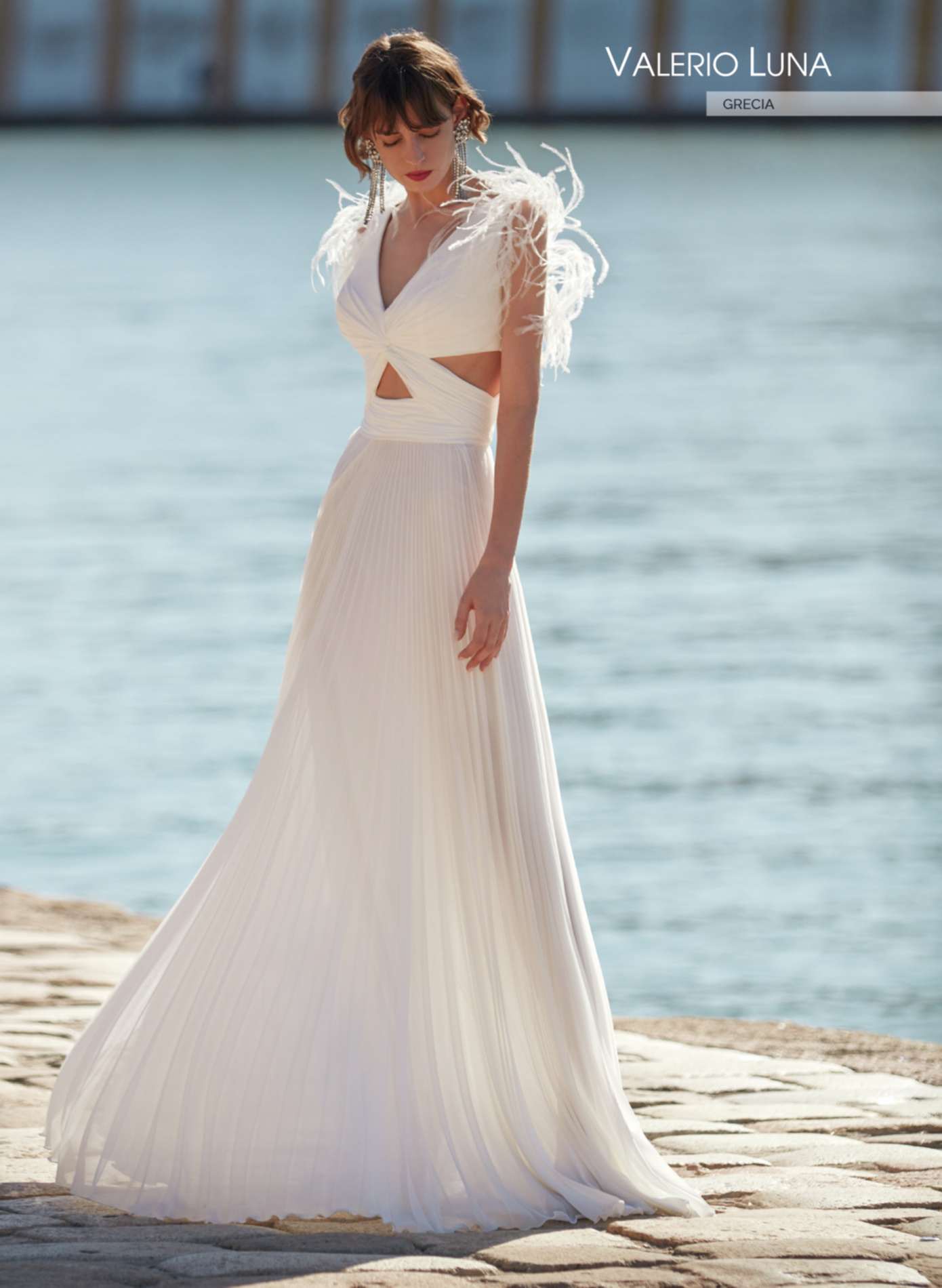 luna bride beach wedding dress GRECIA - dresses Fall 1 2025 Home Furnishings SIZE:44 Black + Leopard Short sleeves embroidered with